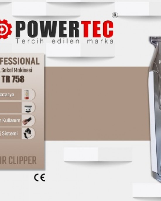 POWERTEC ŞARJLI ENSE VE SAKAL TRAŞ MAKİNESİ TR 758 POWERTEC ŞARJLI ENSE VE SAKAL TRAŞ MAKİNESİ TR 758